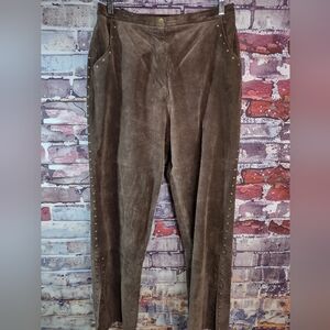 Terry Lewis Classic Luxuries Suede Pants w/Stud Accents